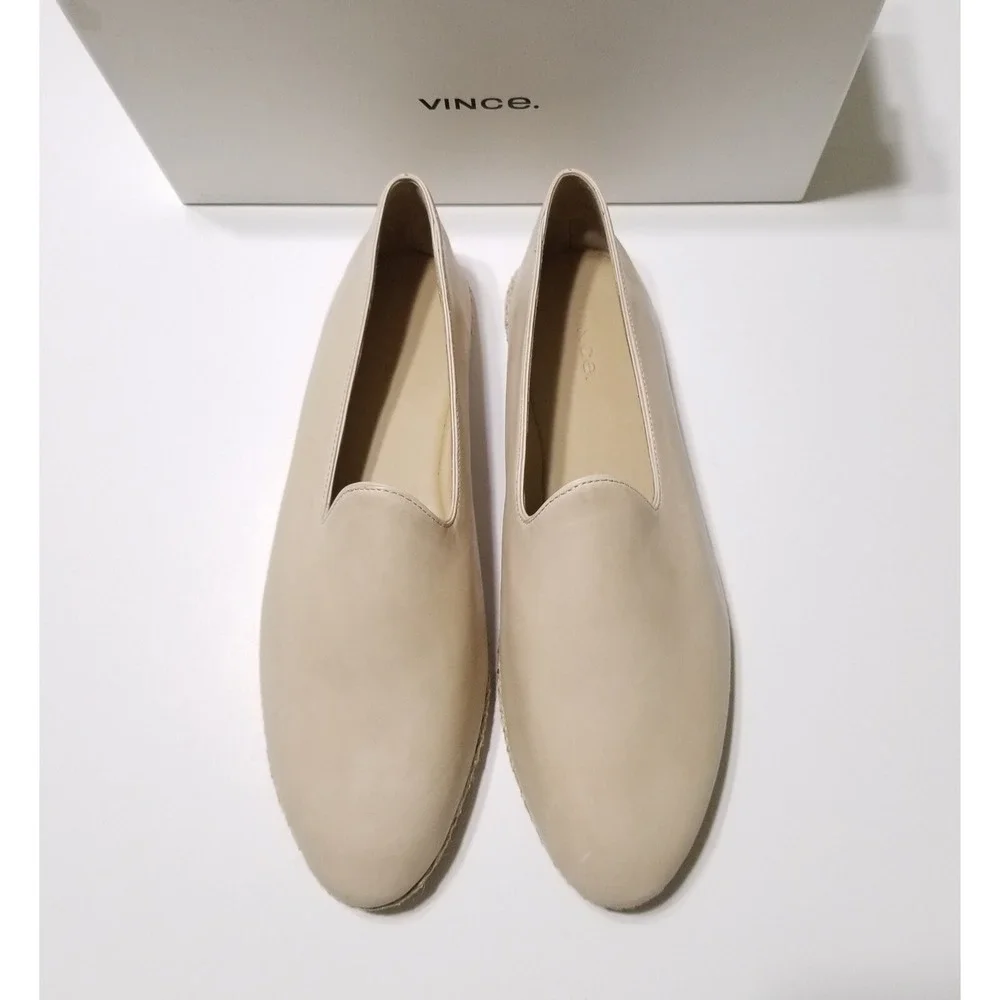 Vince Malia Leather Espadrilles Flat Loafers Sandember Beige NIB Size 9.5 $175 - Picture 4 of 16